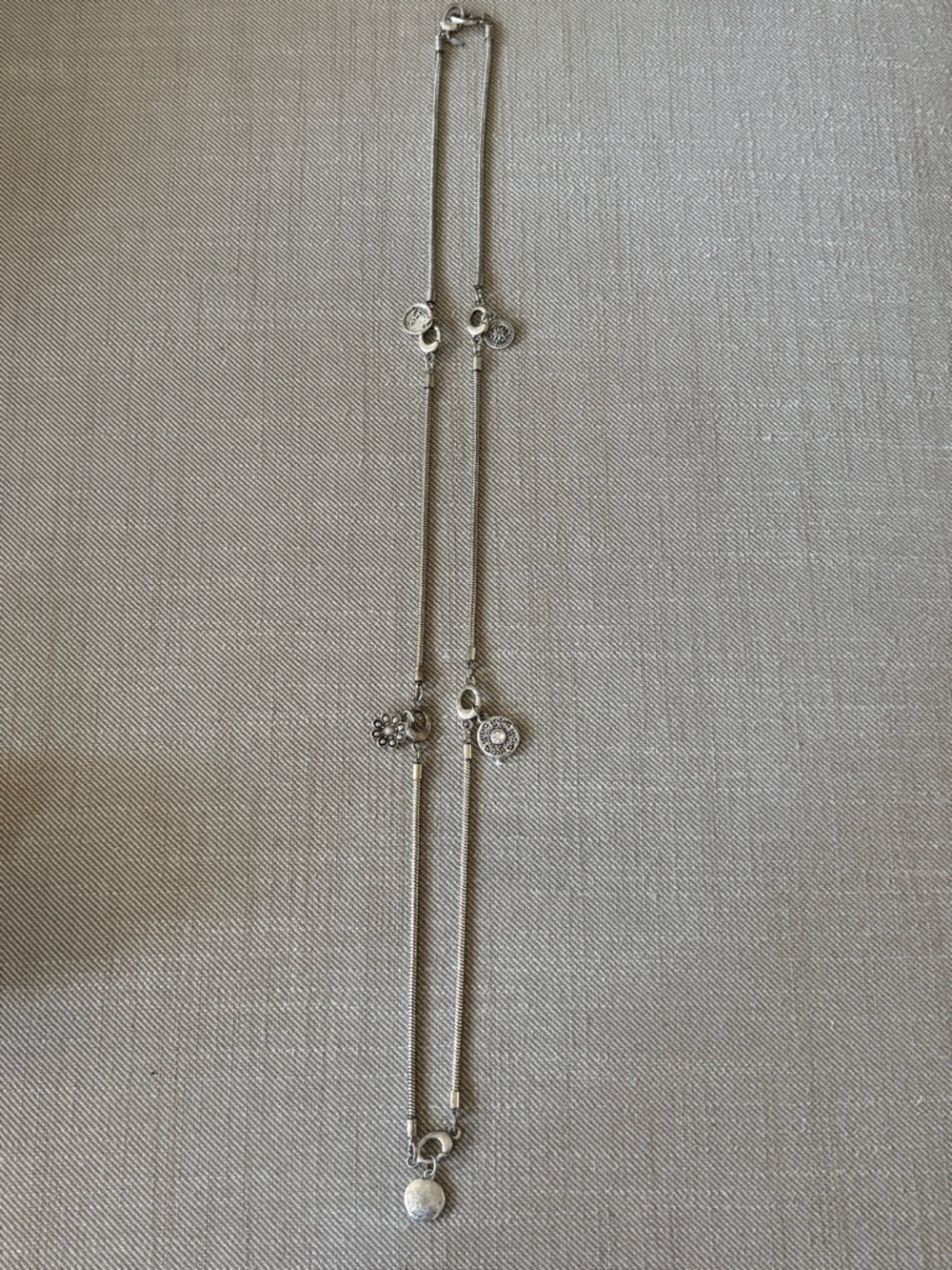 Premier Design snake chain silver tone charm necklace large clasps